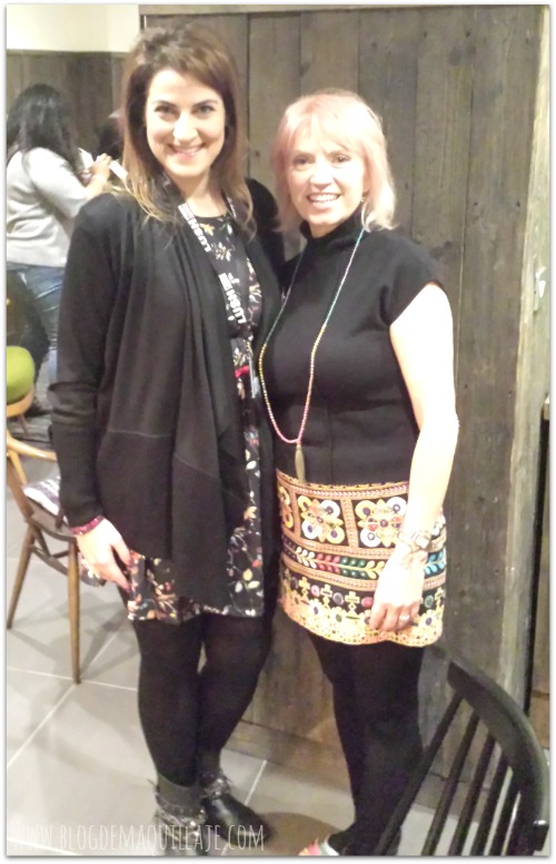 Posando con Rowena Bird, cofundadora de Lush, en la inauguración del spa de Madrid