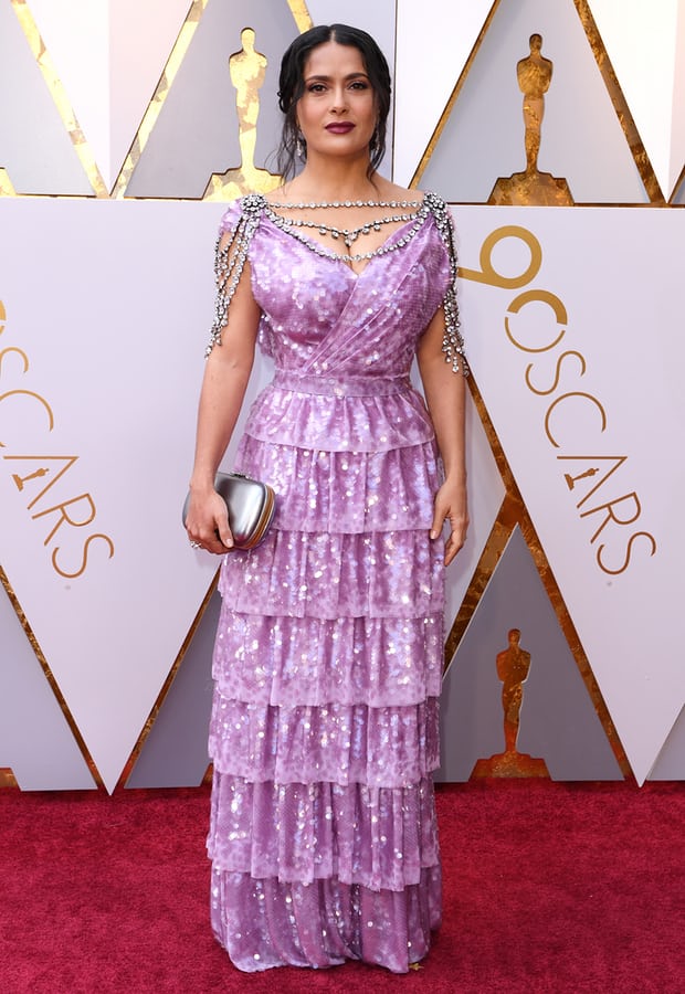 El extraño look de Salma Hayek en los Oscars 2018
